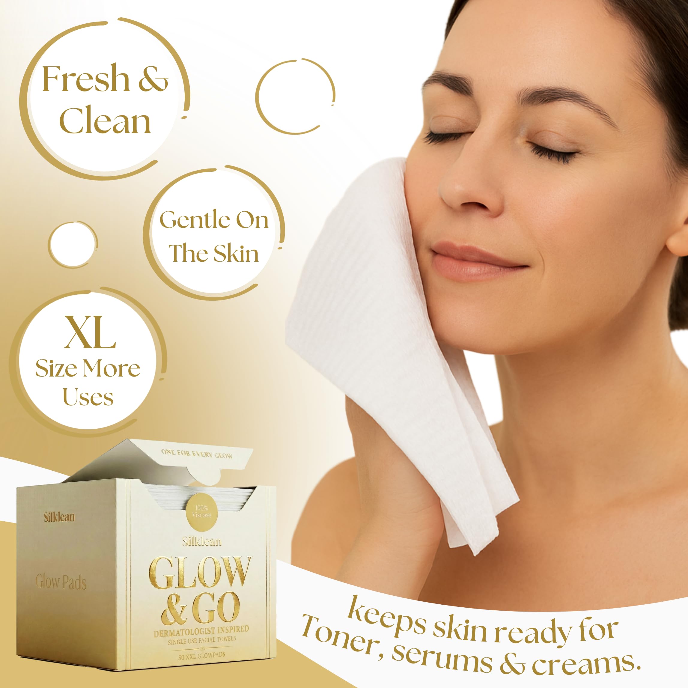 Fragrance-free Silklean Glow Go towel suitable for sensitive skin.