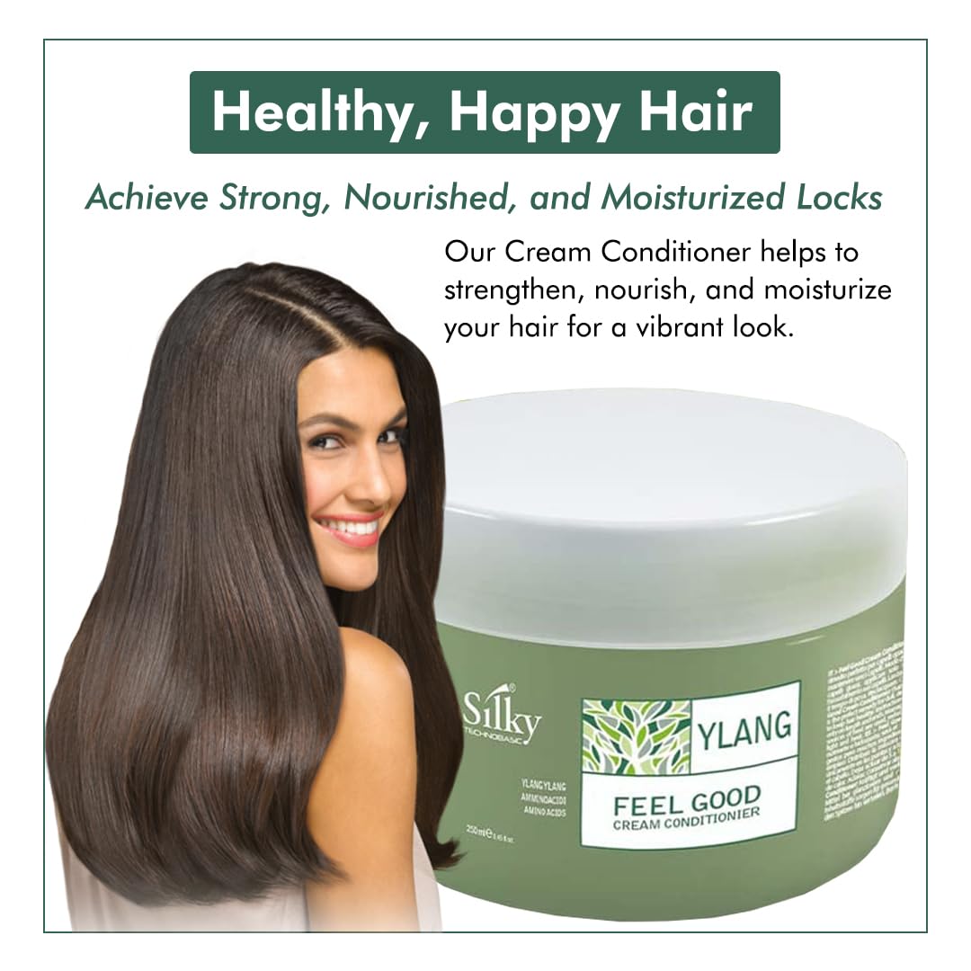 SILKY Technobasic Ylang Rinse packaging highlights sulfate free and paraben free benefits