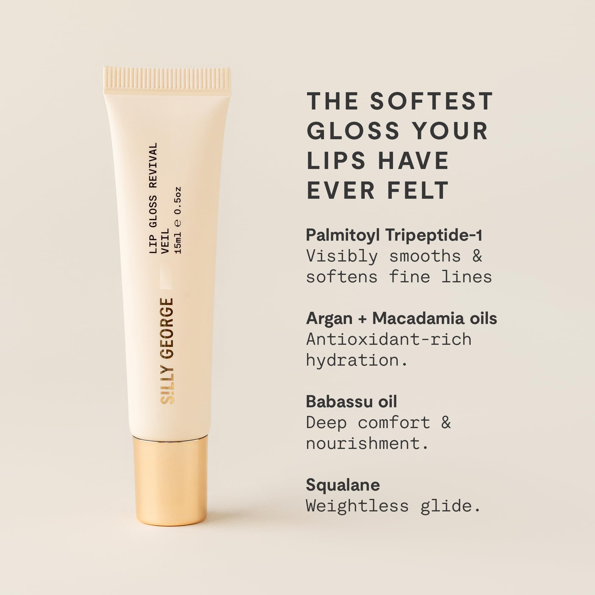 Silly George Lip Gloss Revival ingredients oil blend: argan, macadamia, babassu