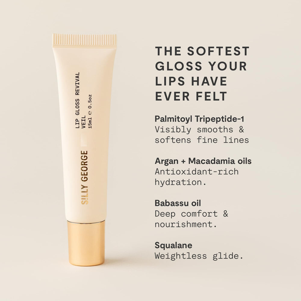 Silly George Lip Gloss Revival ingredients oil blend: argan, macadamia, babassu