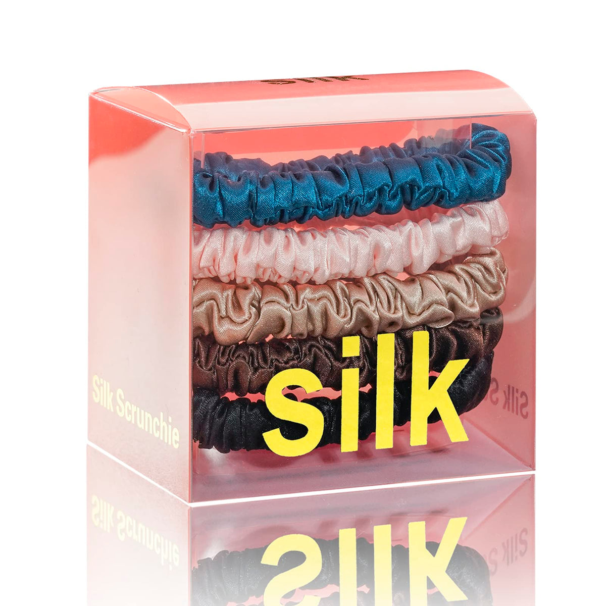 Silmer Silk Scrunchies collection pack shown in vibrant colors for versatile styling