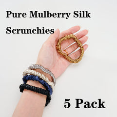 Silmer Silk Scrunchies dark grey smooth texture reduces frizz and breakage.