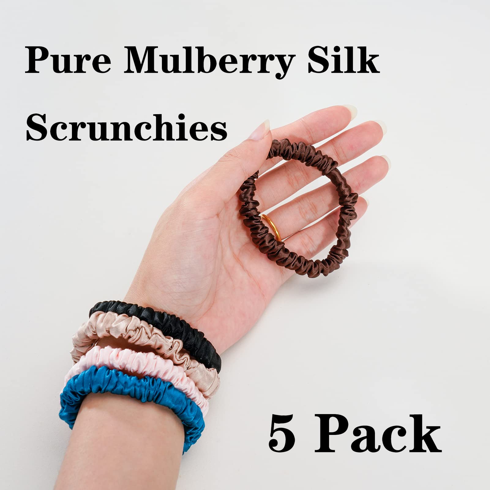 Silmer Silk Scrunchies peacock blue close-up highlighting luxurious 22 momme silk