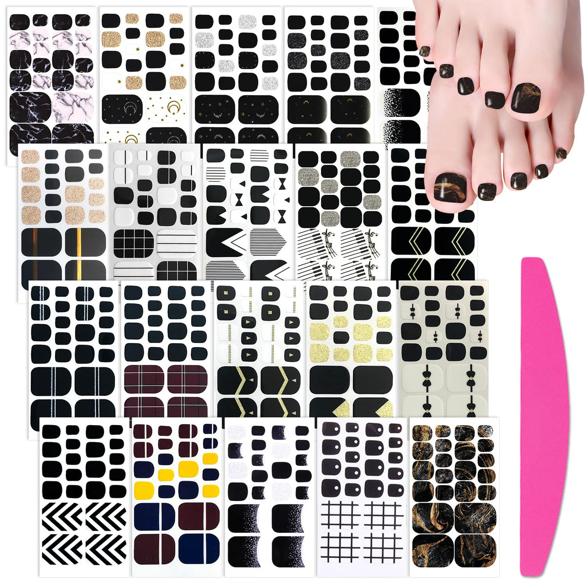 SILPECWEE toe nail stickers kit—20 sheets for easy at-home pedicure