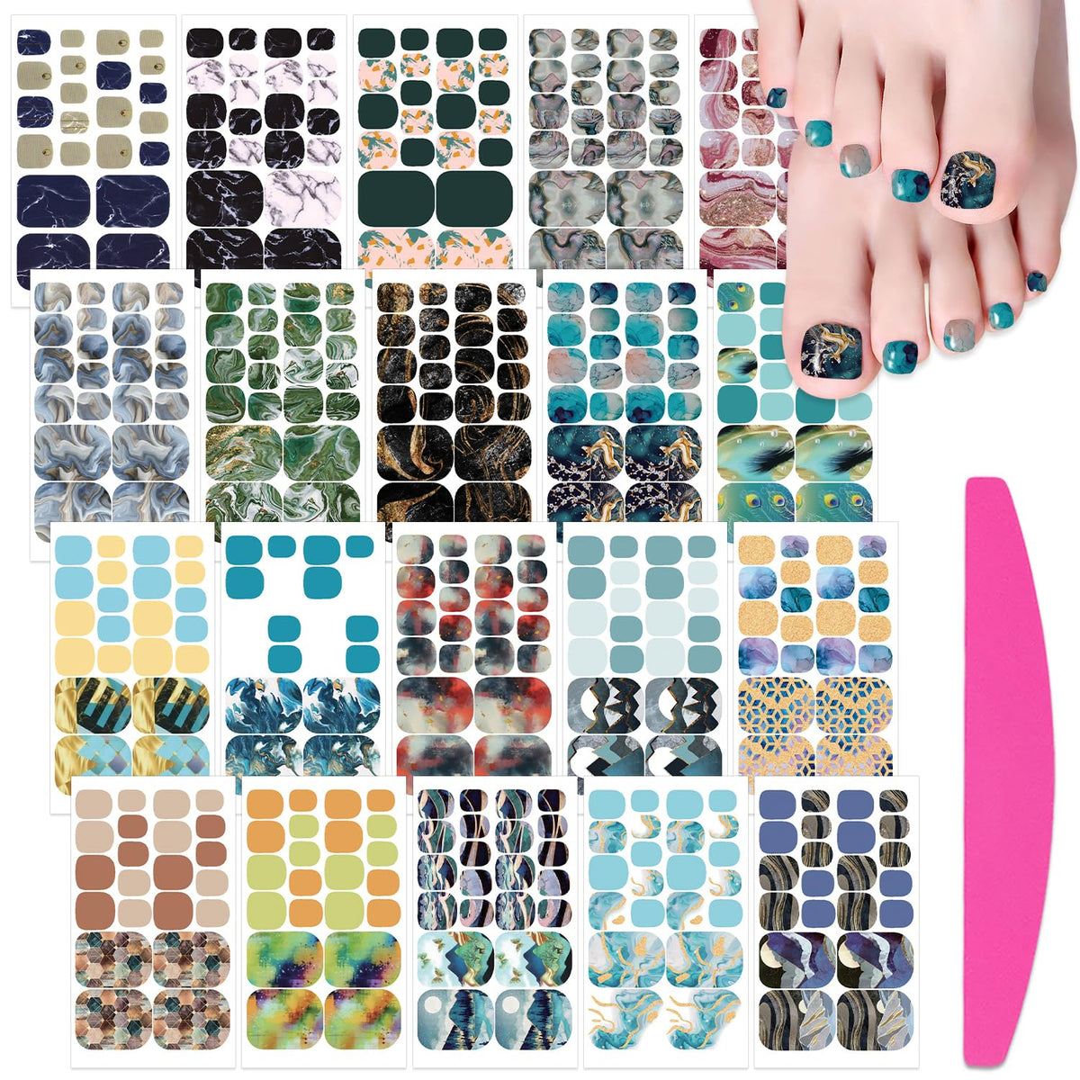 SILPECWEE toe nail stickers marble design for a chic pedicure at home