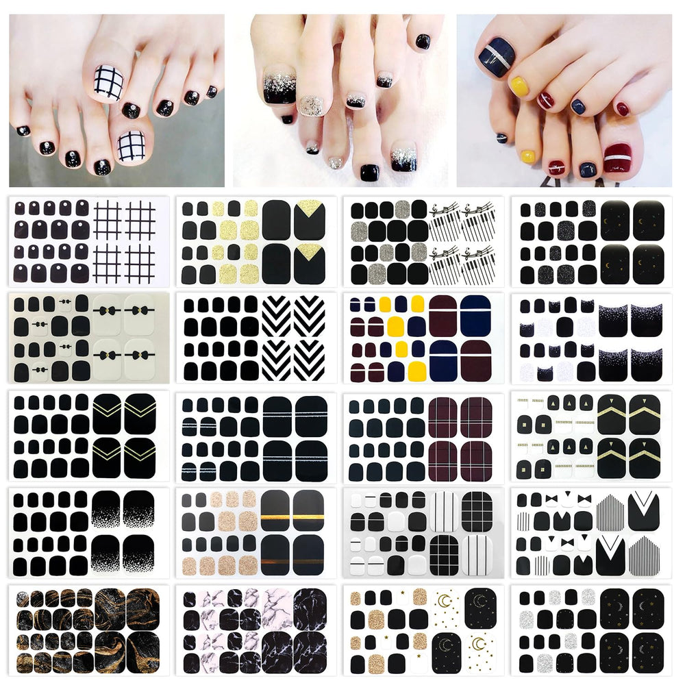 SILPECWEE plaid design toe stickers for a chic toe look