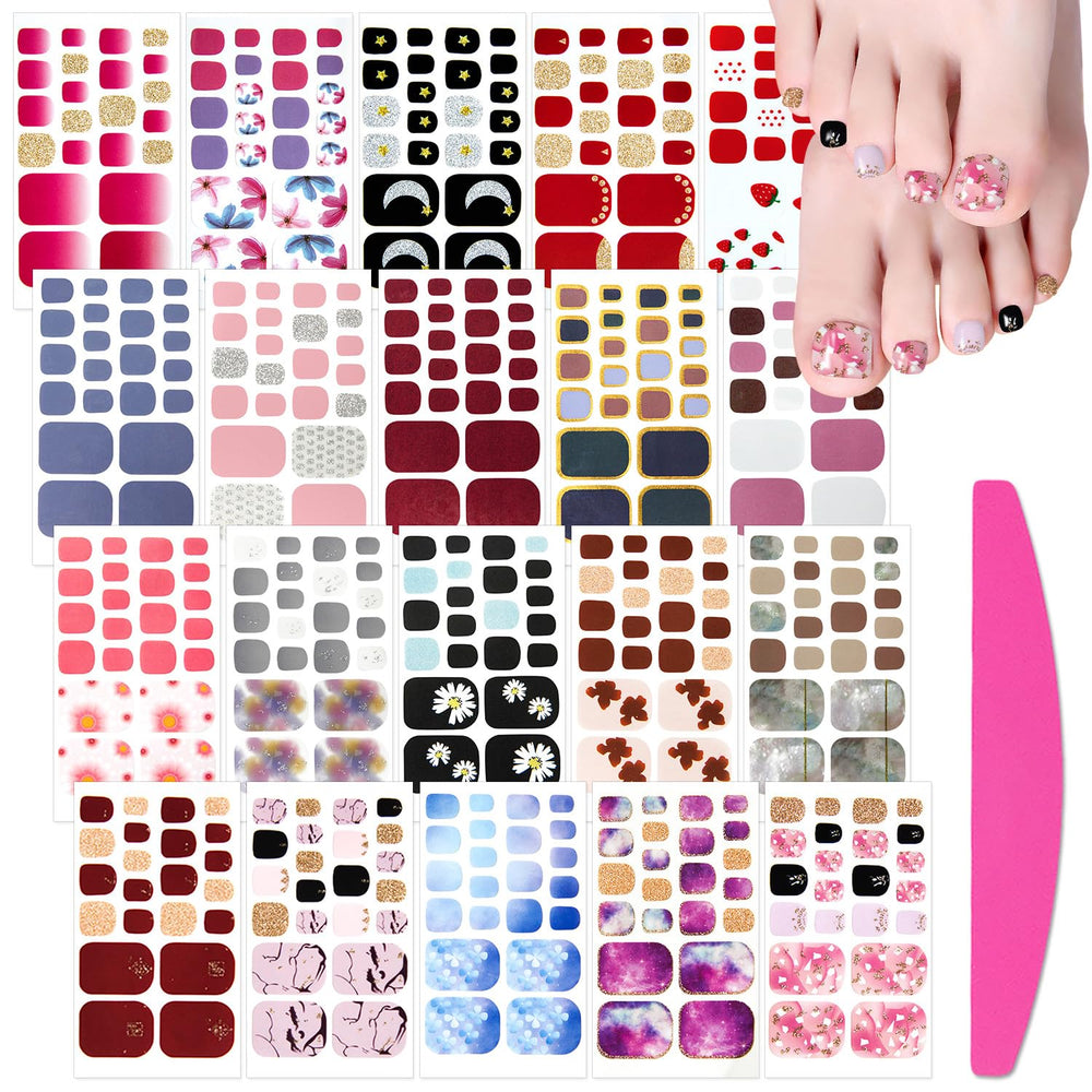 SILPECWEE strawberry design toenail wraps for quick salon-like nails at home.