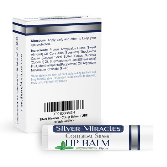 Silver Miracles lip balm close-up shows refreshing peppermint and creamy texture