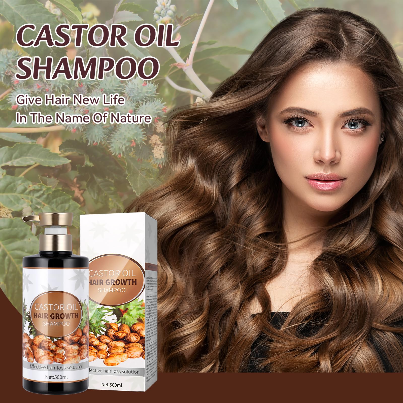 Silvercell Castor Oil Shampoo bottle back label explains ingredients and directions for nourishing hair.