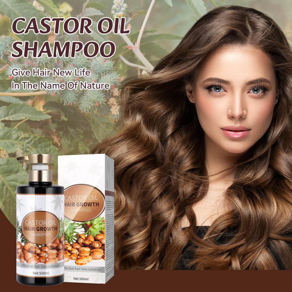 Silvercell Castor Oil Shampoo bottle back label explains ingredients and directions for nourishing hair.
