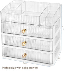 Simbuy clear makeup organizer on desk, versatile storage for supplies.