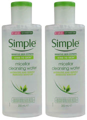 Simple Micellar Cleansing Water bottle for gentle makeup removal and hydration