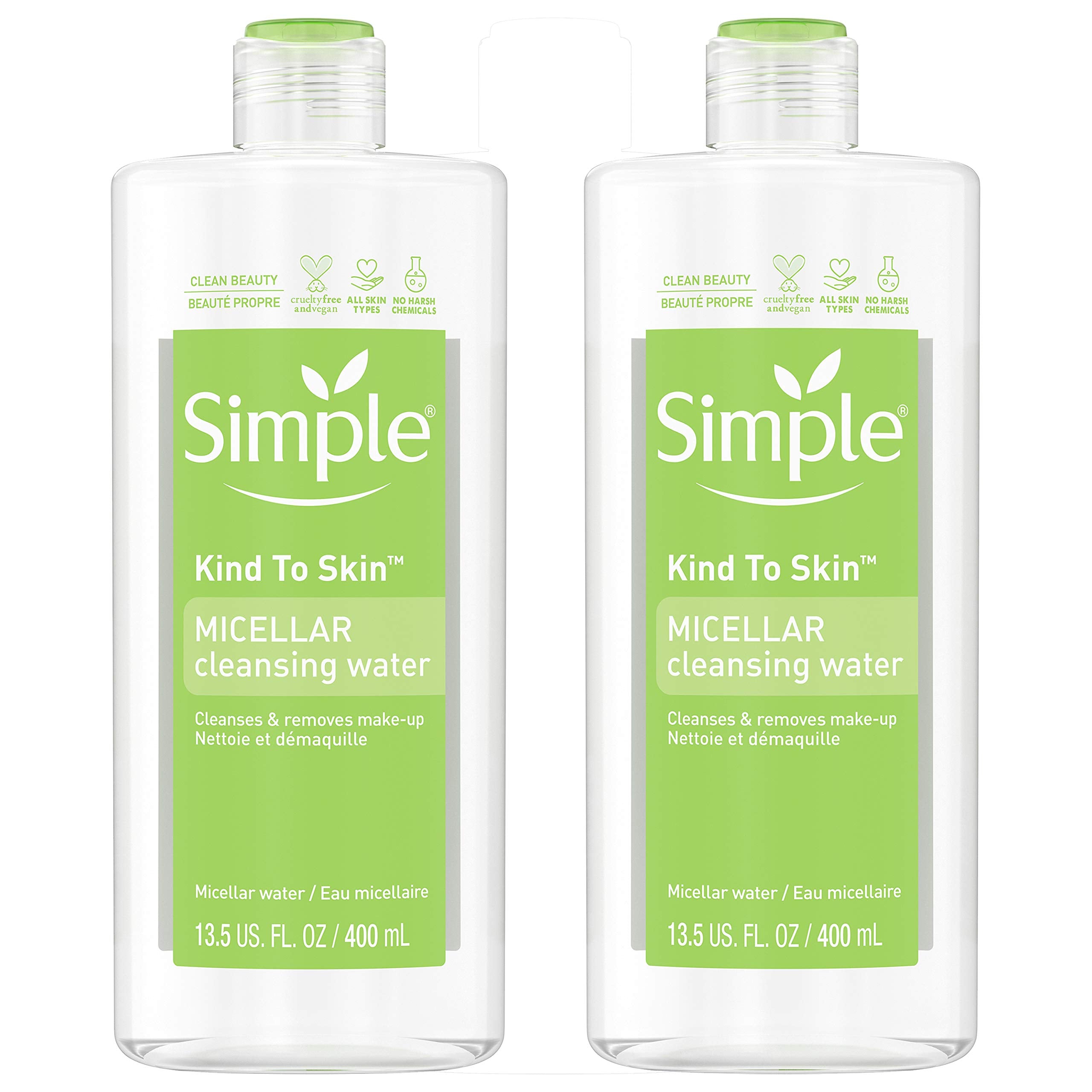 Simple Micellar Cleansing Water bottle front with gentle formula for all skin types