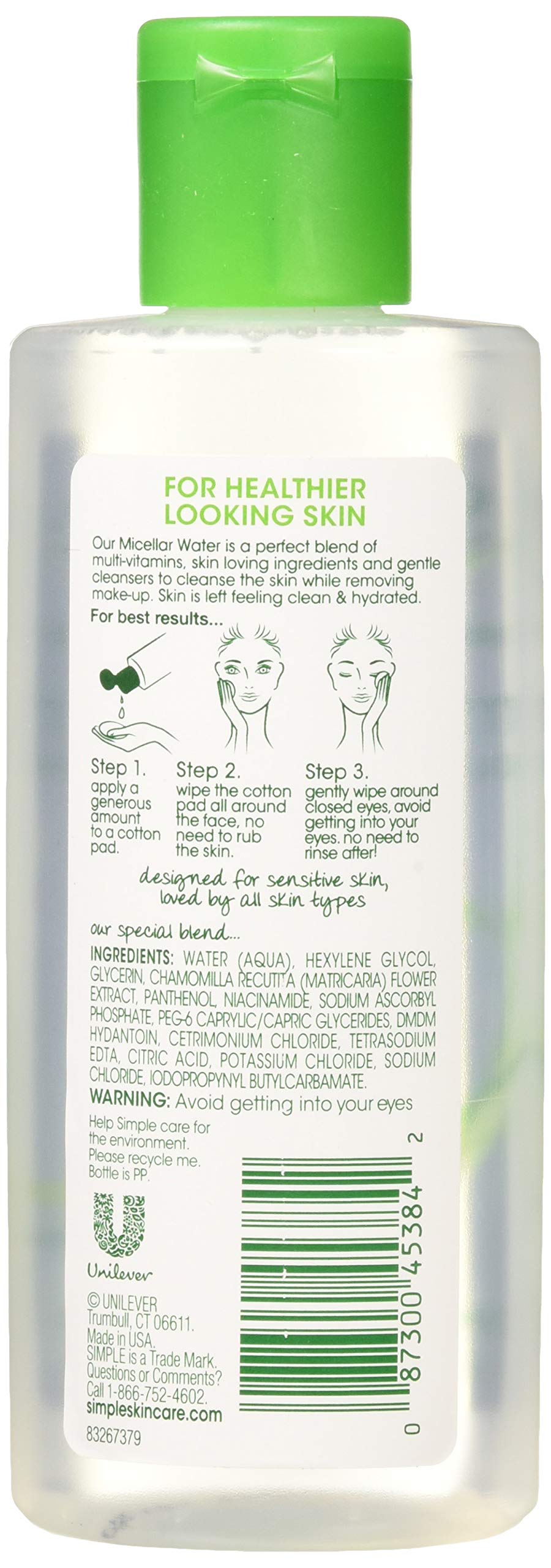 Simple Micellar Cleansing Water pack highlighting the 3-pack value for sensitive skin