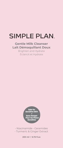 SIMPLE PLAN Hydrating Milky Cleanser texture swirl; creamy formula melts makeup gently.
