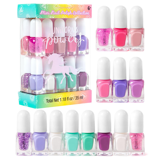 SIMPLE PLEASURES Unicorn Power nail polish bottle close-up with glitter for playful glam