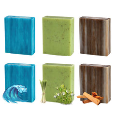 Simple Scents Australia Coastal Woods soap bar collection, showcasing moisturizing lather for soft skin.