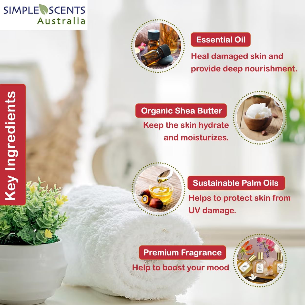 Simple Scents Australia Shea butter boost adds gentle moisturization