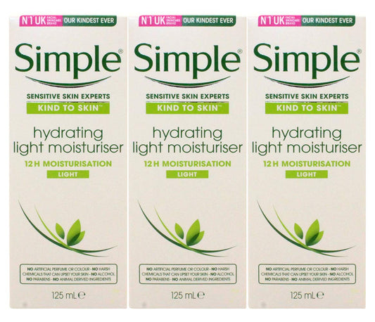 Simple Skin Hydrating Moisturizer bottle for lightweight, 12-hour hydration for sensitive skin