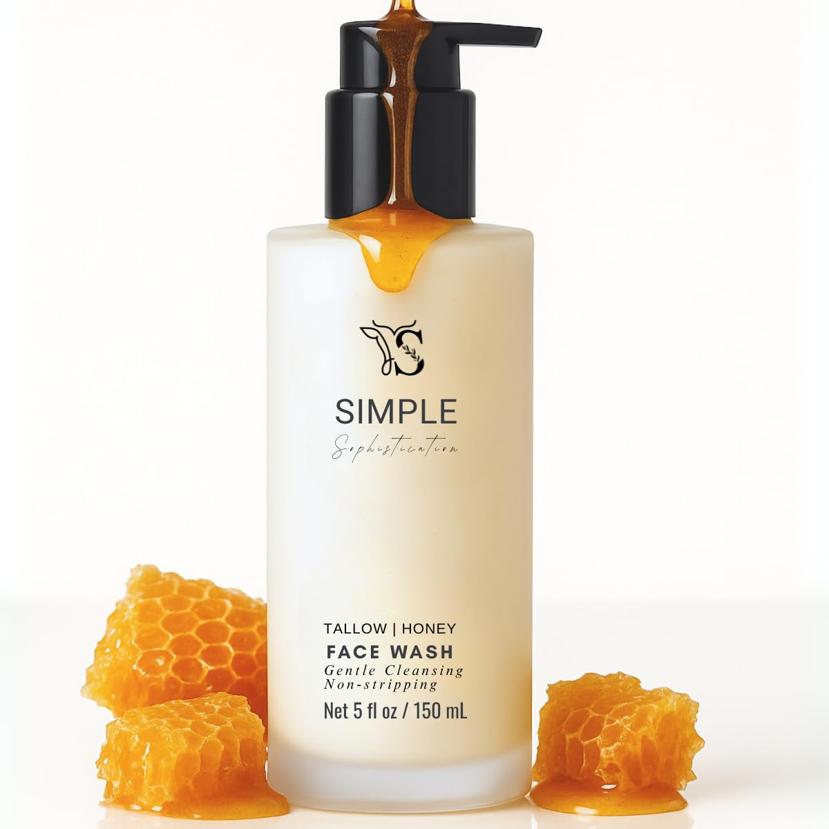 Simple Sophistication Tallow Honey Cleansing Milk bottle for gentle cleansing.