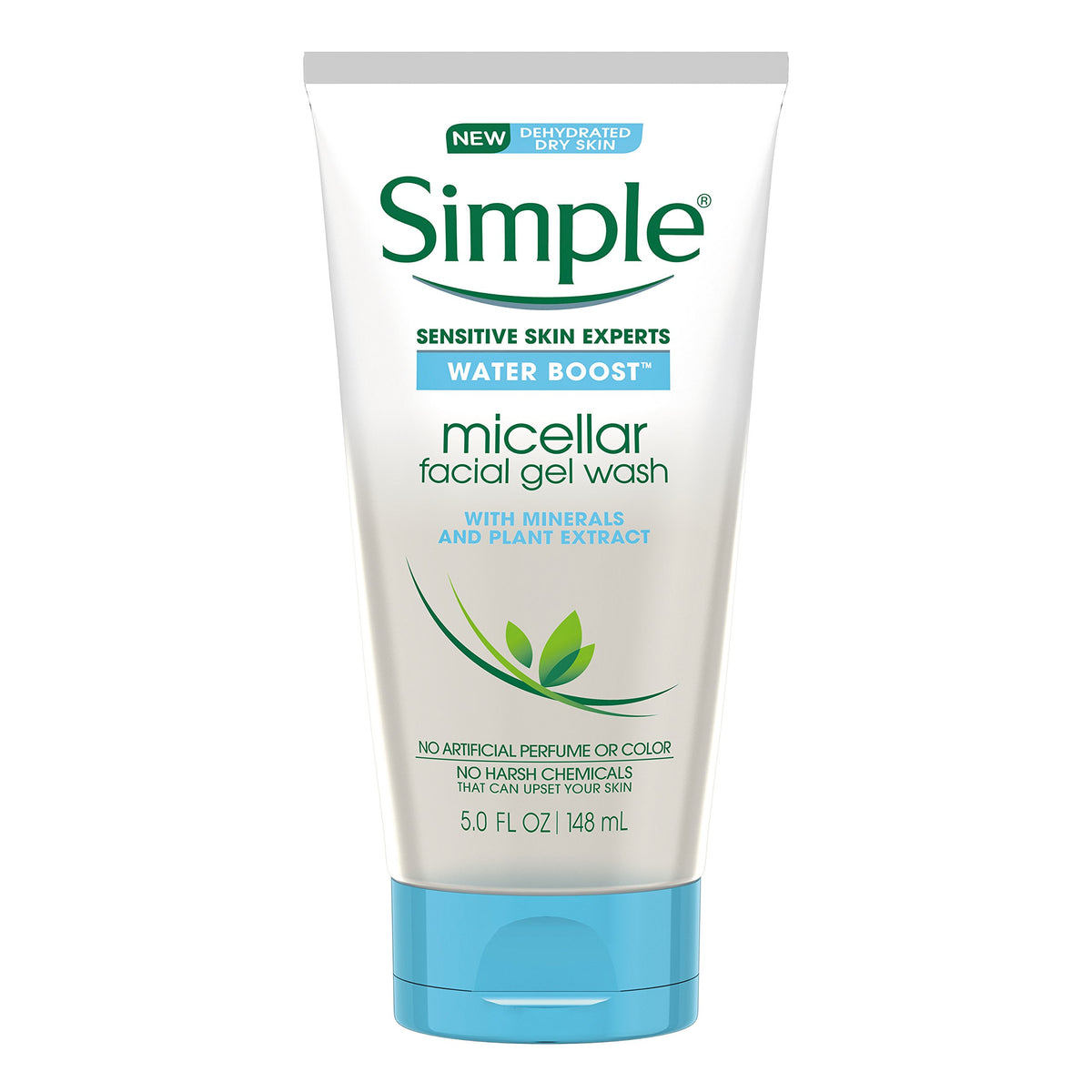 Simple Water Boost bubbles cleanse the face with a light gel texture for sensitive skin.