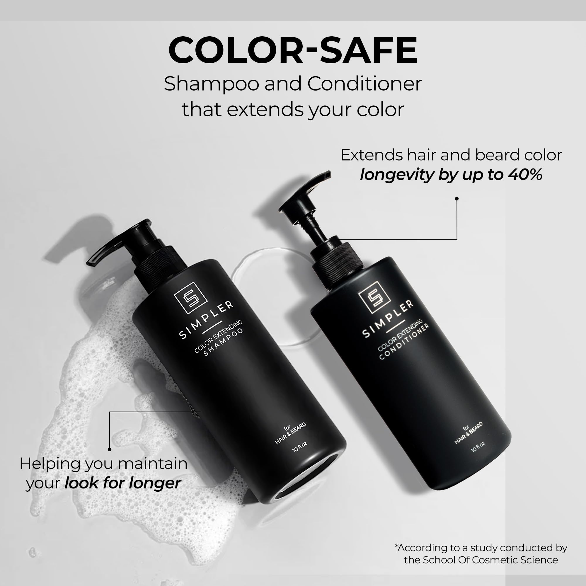 Simpler Hair Color Mountain Spice conditioner bottle pour supports smooth, hydrated hair.