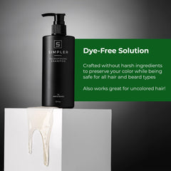 SIMPLER HAIR COLOR daily-use bottle showing routine cleansing for hair and beard.
