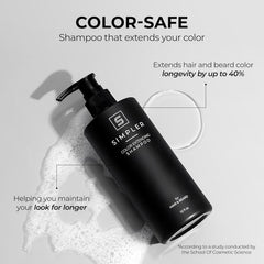 SIMPLER HAIR COLOR Shampoo in shower application creating rich lather for color care.