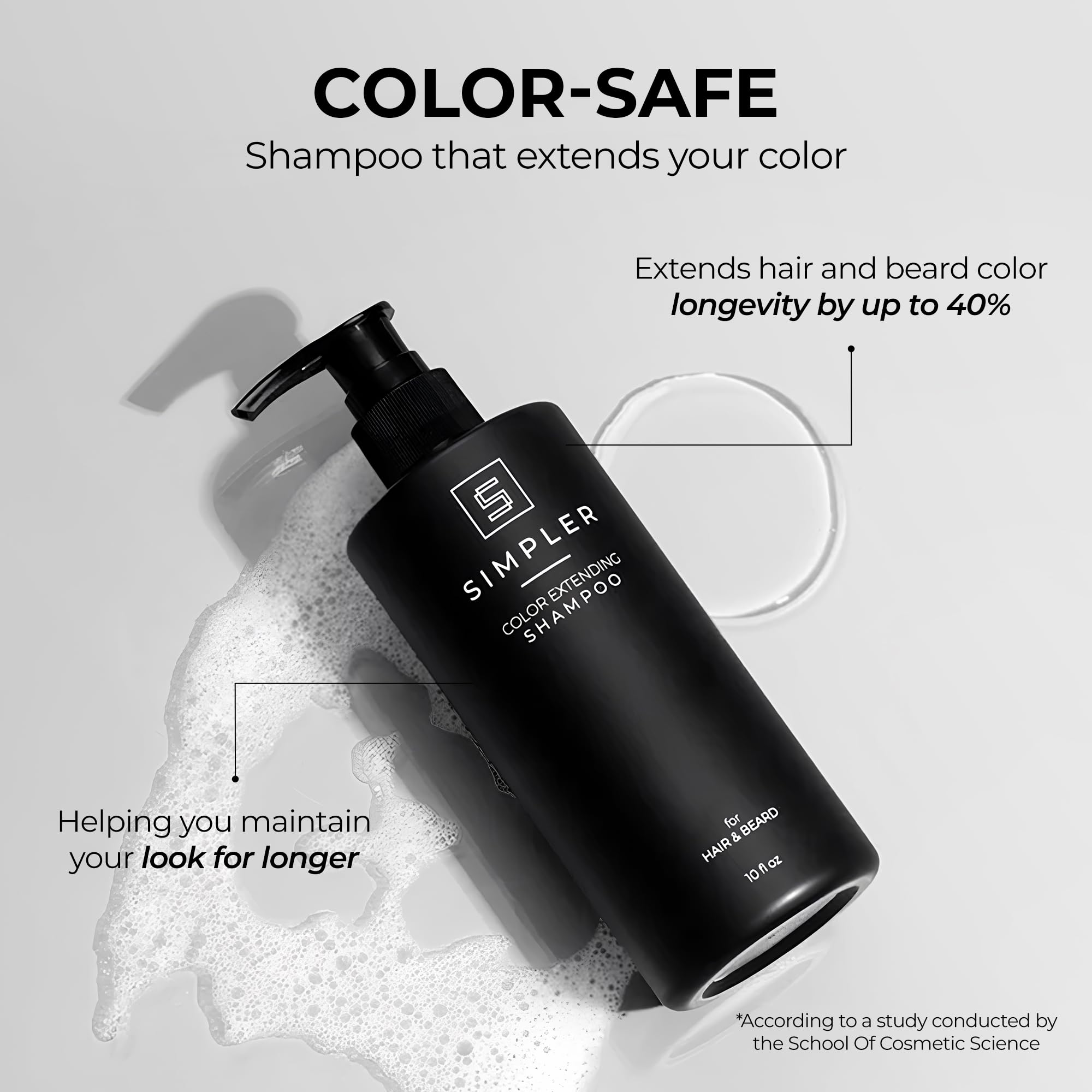 SIMPLER HAIR COLOR Shampoo Bergamot Cedar foam demonstrates easy lather