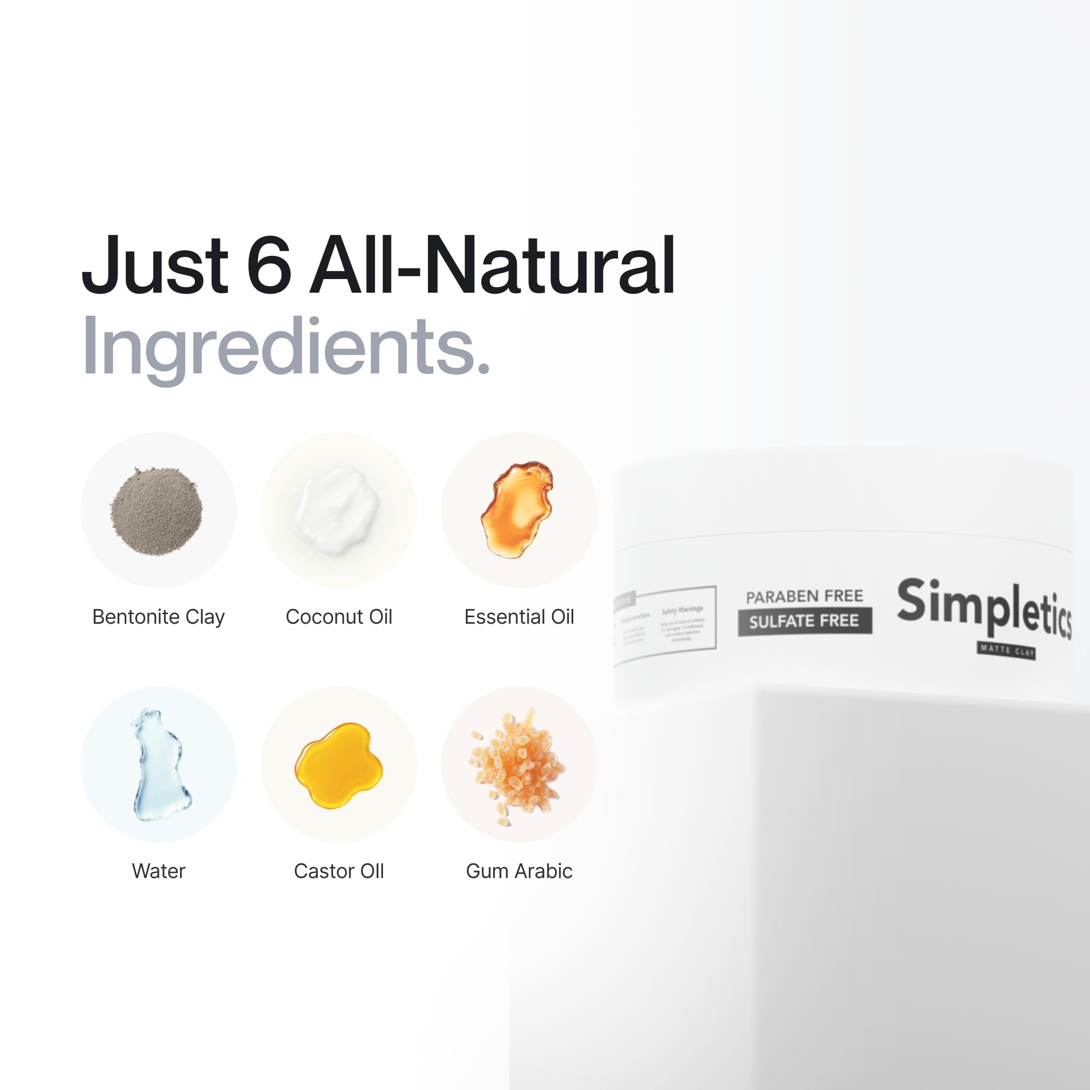 Beeswax and coconut oil contribute to hold in Simpletics Hair Clay.
