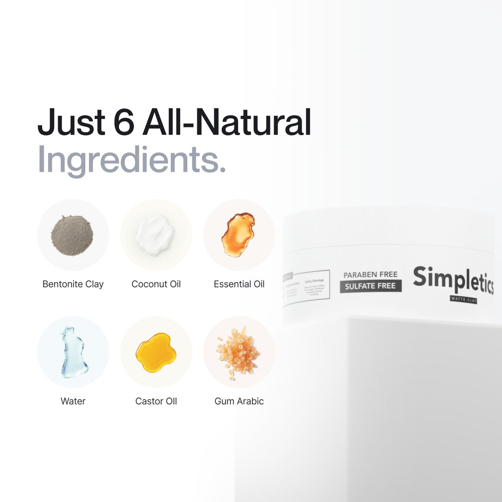 Beeswax and coconut oil contribute to hold in Simpletics Hair Clay.