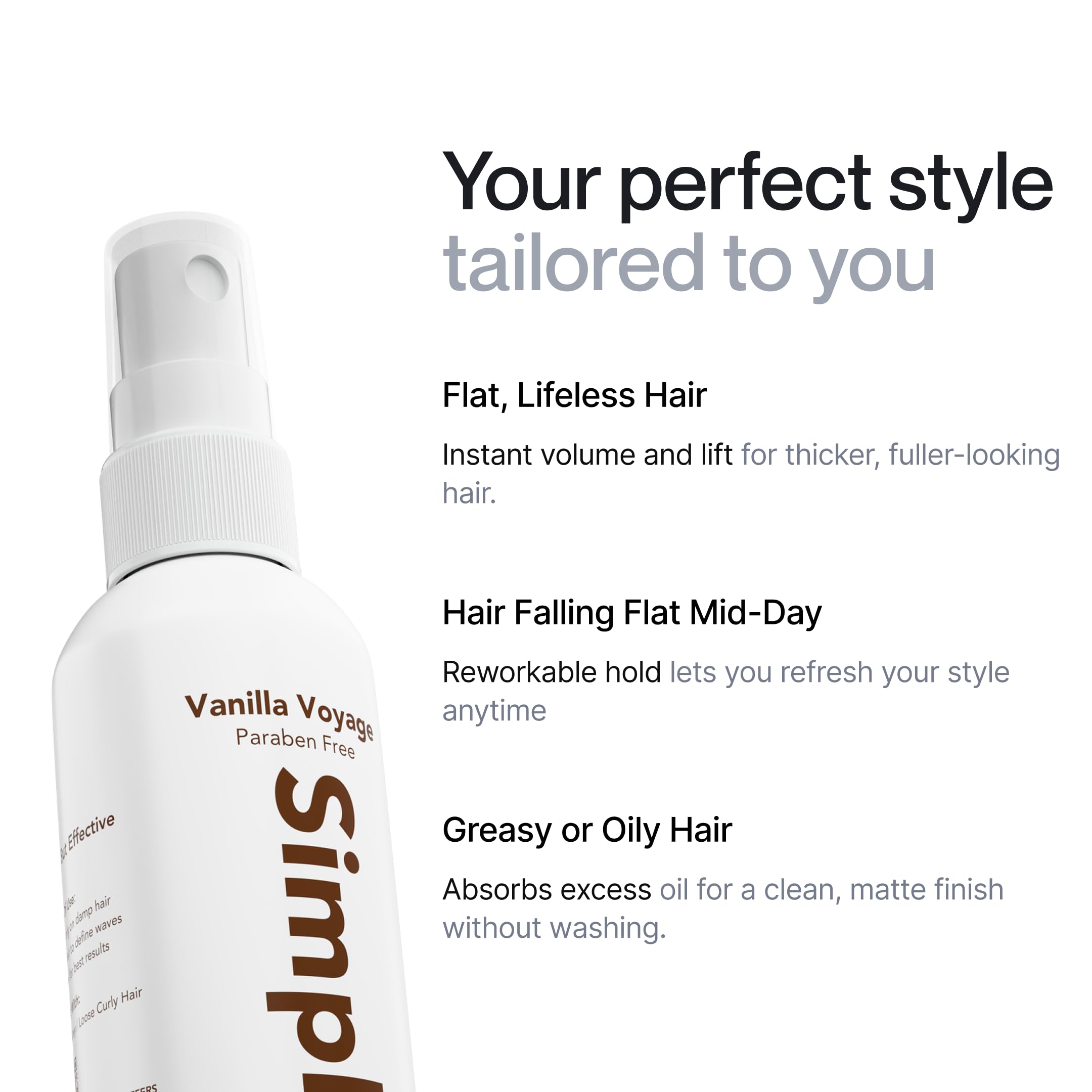 Simpletics sea salt spray enhances waves and curls with texture.