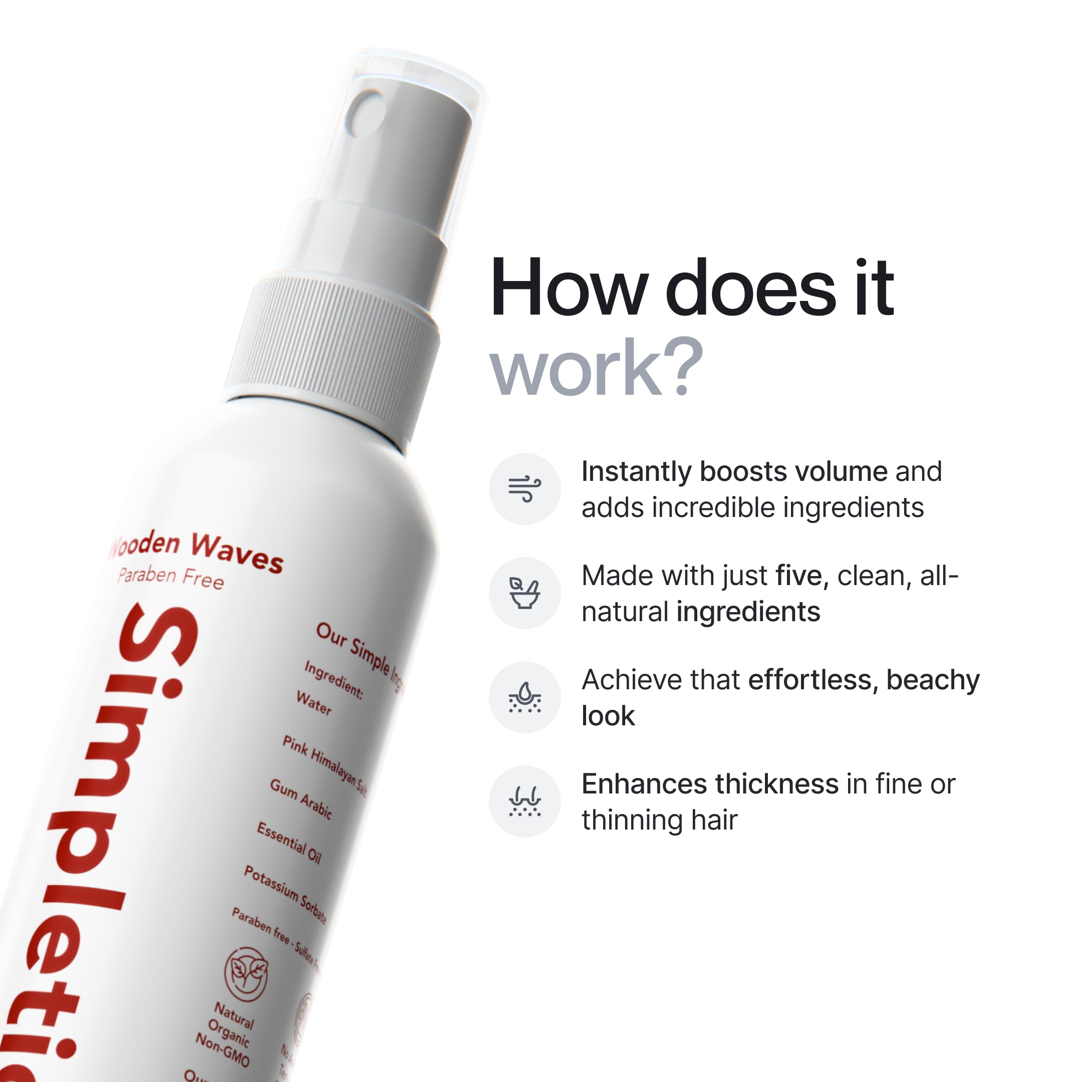 Texture-rich finish from Simpletics makes fine hair look fuller.