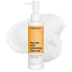 Simplified Skin Glycolic Face Wash 10% pump for gentle exfoliation and smoother texture.