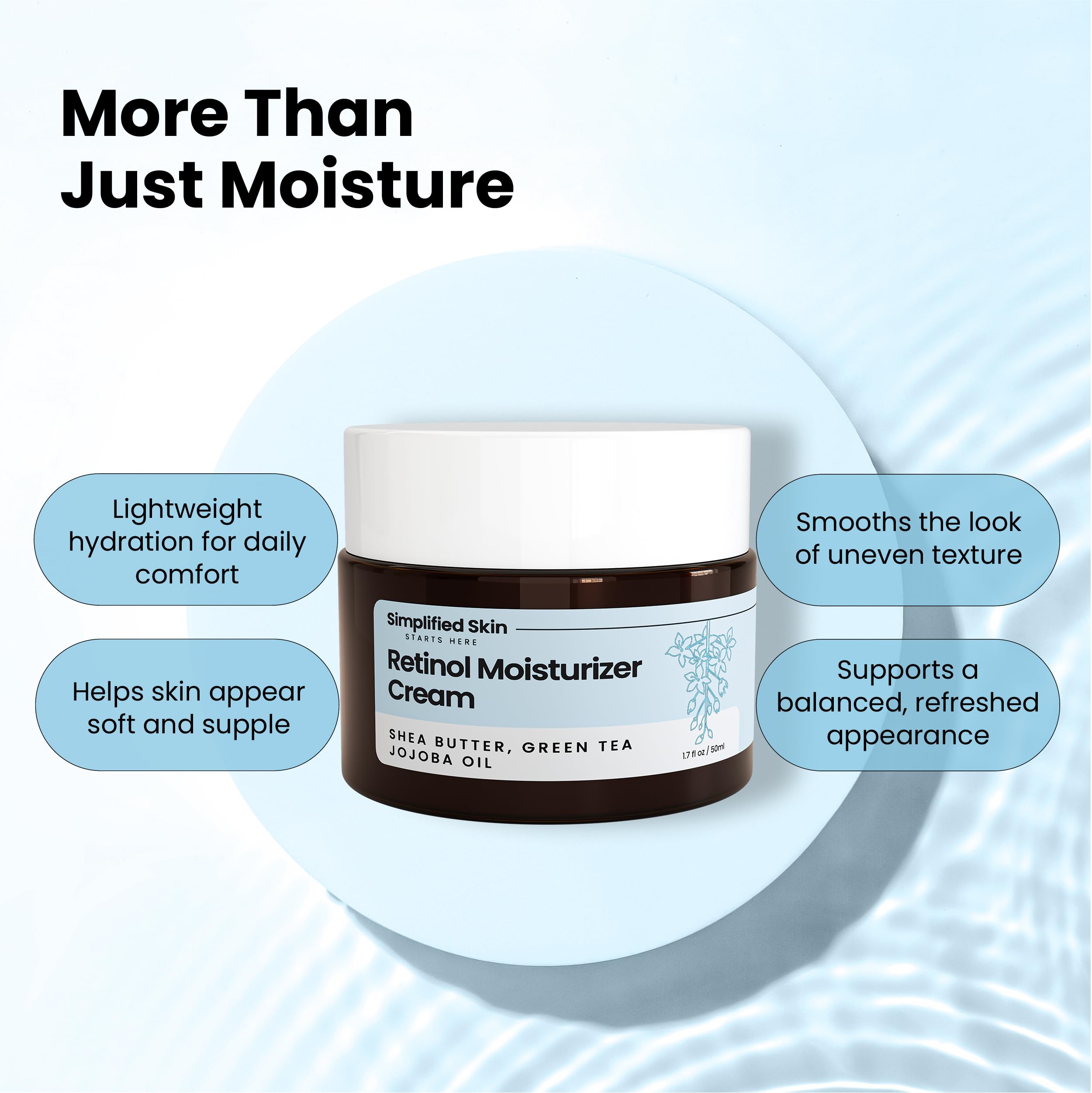 Simplified Skin key ingredients with aloe, green tea, and shea.