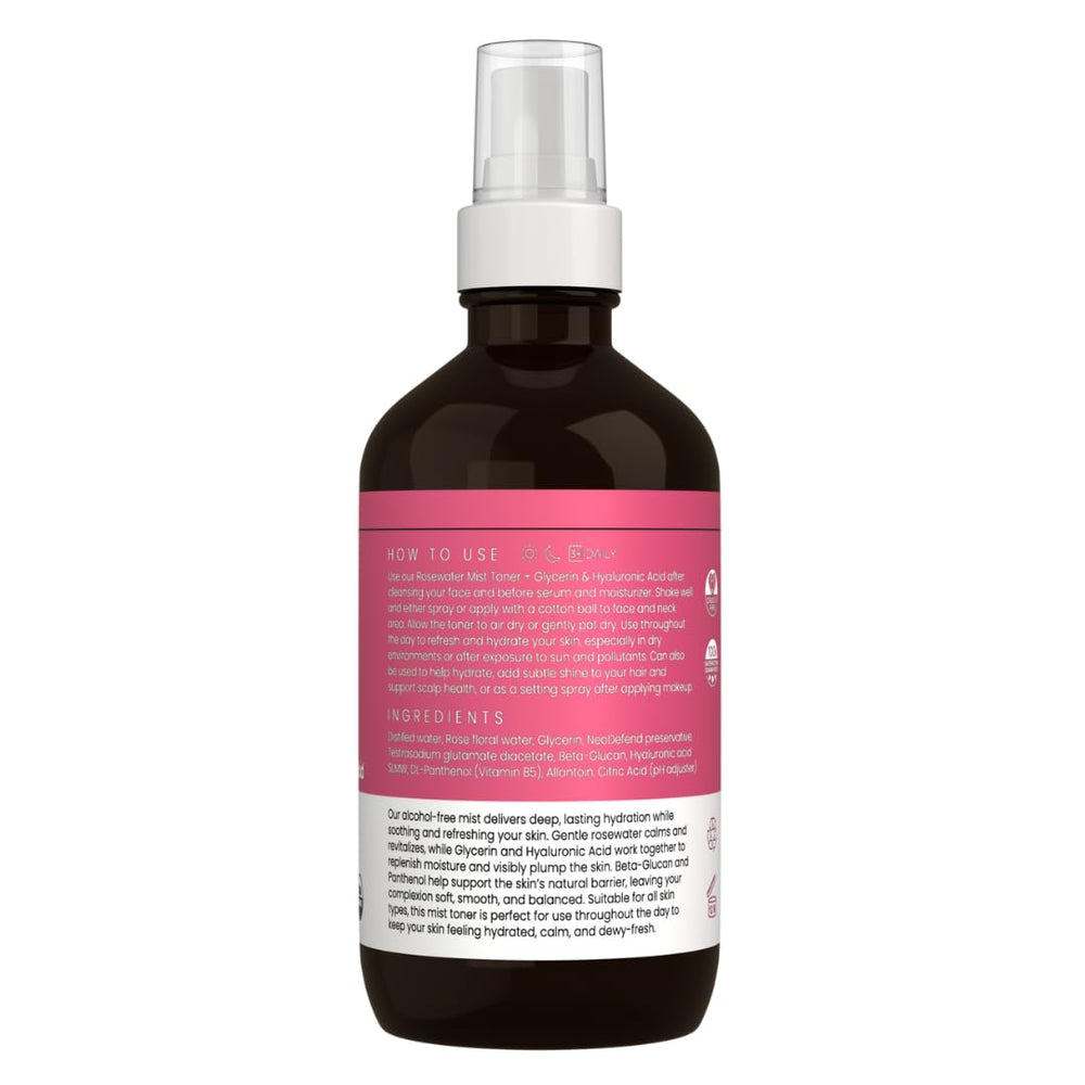 Simplified Skin on-the-go rosewater mist keeps skin refreshed anywhere.