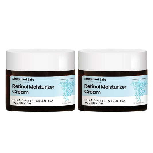 Simplified Skin Retinol Cream bottle close-up for anti-aging routine and smooth skin.