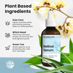 Simplified Skin Retinol Serum hyaluronic acid illustration emphasizing hydration
