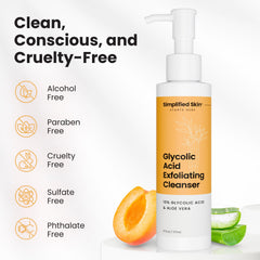 Evening skin tone concept with Simplified Skin glycolic wash for daily care.