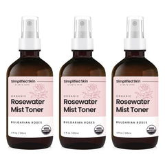 Simplified Skin rosewater spray bottle for refreshing facial and hair hydration