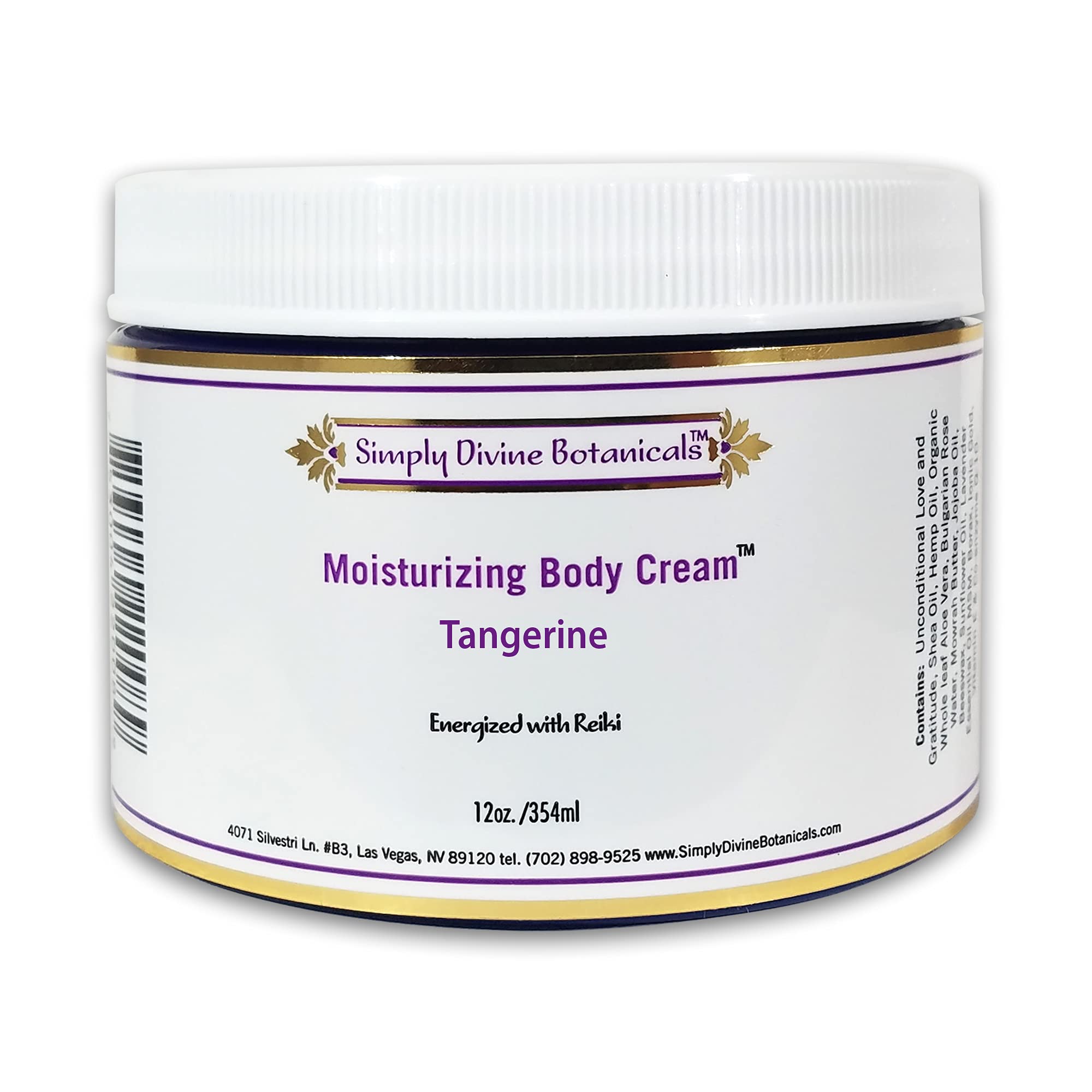 Simply Divine Botanicals Moisturizing Body Cream jar close-up shows rich texture for deeply hydrated skin.