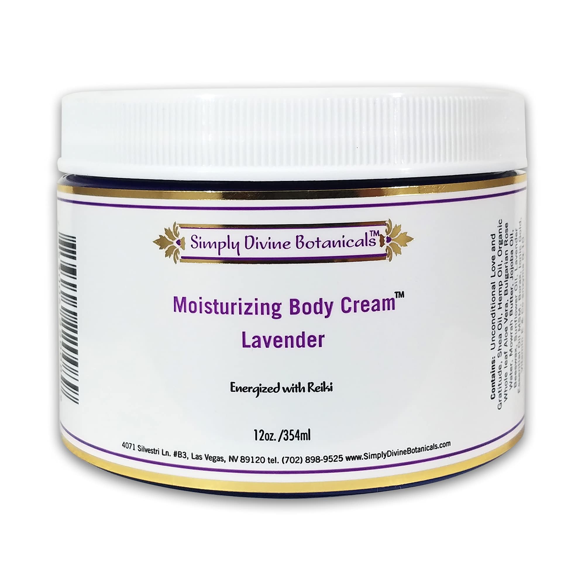 Simply Divine Botanicals Moisturizing Body Cream lavender jar provides deep hydration for soft skin