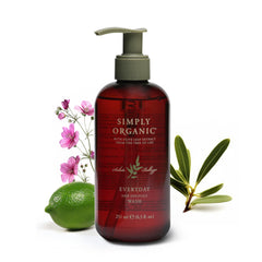 SIMPLY ORGANIC hair wash bottle pour for easy daily cleanse.