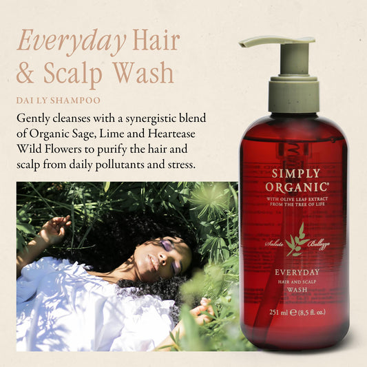 SIMPLY ORGANIC hair wash lather closeup for gentle cleansing.