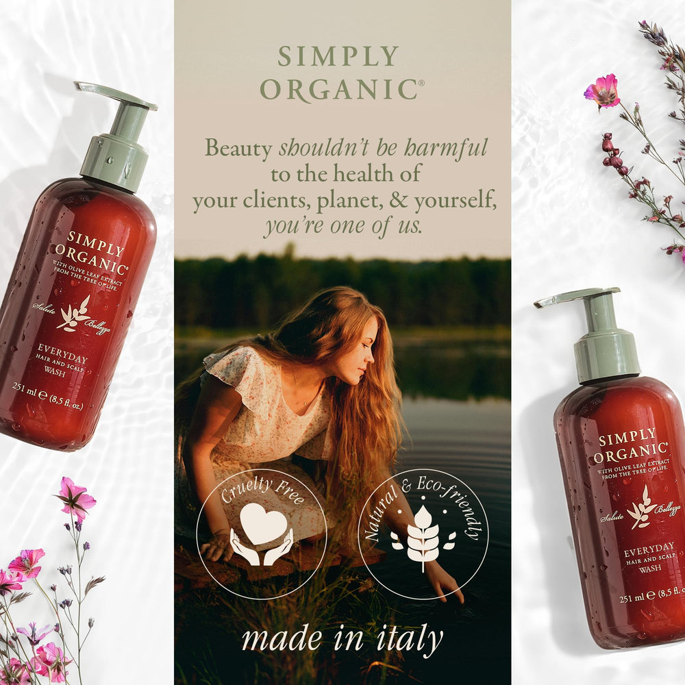 SIMPLY ORGANIC hair wash packaging bottle design.