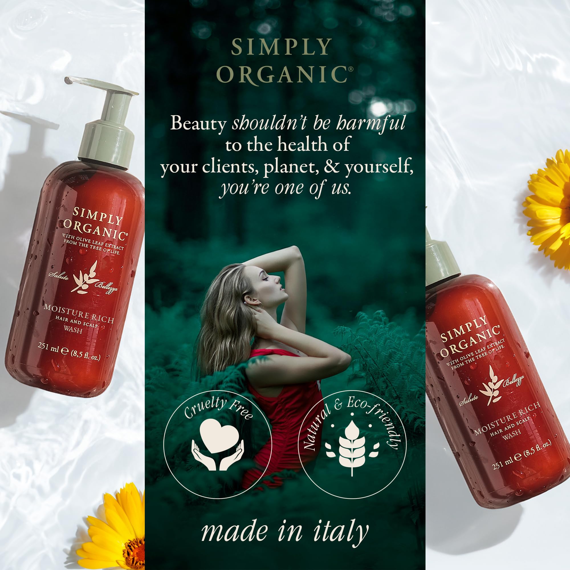 SIMPLY ORGANIC Shampoo lather on hair demonstrates rich, moisturizing cleanse for everyday use.