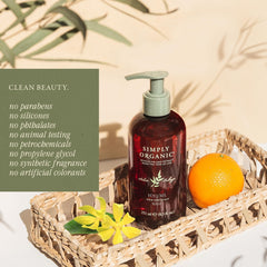 SIMPLY ORGANIC Volume Shampoo lather demonstrating gentle cleansing