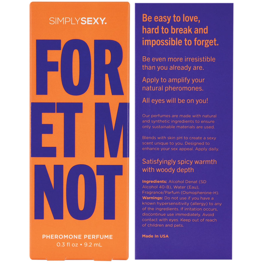 SIMPLY SEXY Forget Me Not fragrance details highlighting a warm vibe