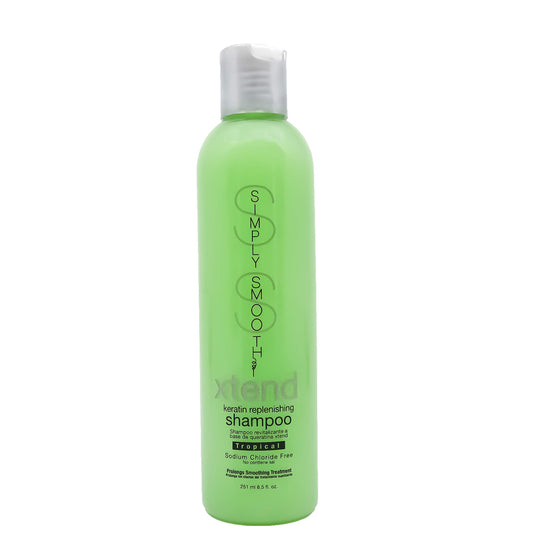 Simply Smooth Xtend Keratin Shampoo tropical bottle for daily frizz control and color-safe cleansing.