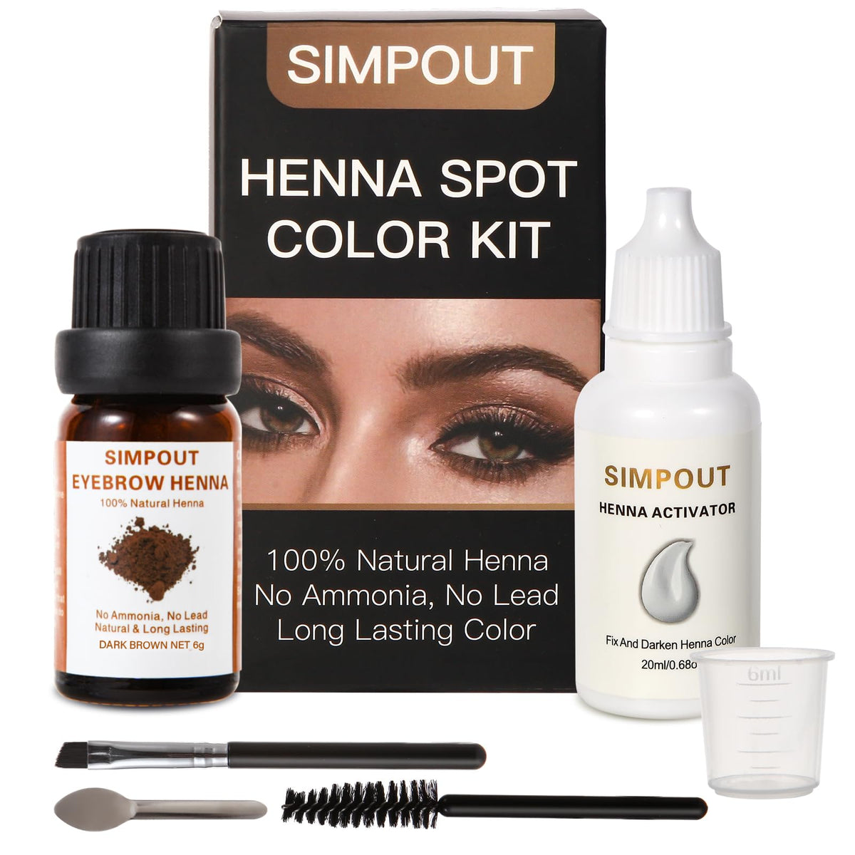 Simpout henna color packaging highlights natural vegan formula for at-home use